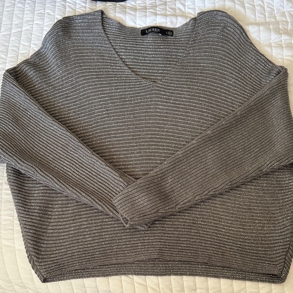 Ralph Lauren Sweaters - Ralph Lauren Silver V-Neck Sweater